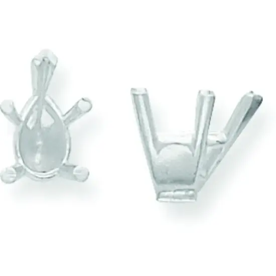 14K White Gold 5 Prong Pear Tapered Setting 12x8mm {1}