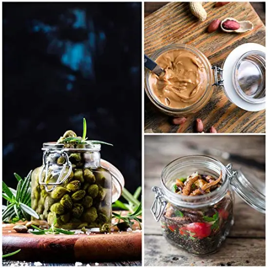 12 Pack Spice Jars, 4oz Small Glass Jars with Airtight Hinged Lid, With 12 Spice Labels & Silicone Funnels, Airtight Glass Jars for Spices, Art Craft Storage (12 Pack) {4}