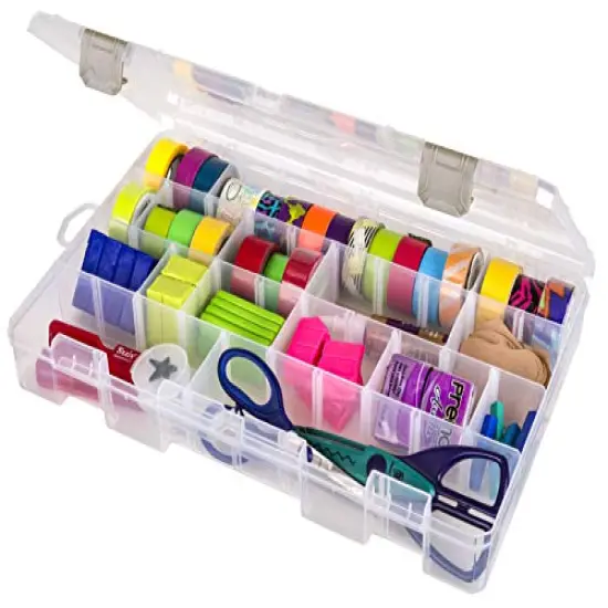 ArtBin 5004AB Large Solutions Box with Dividers, Art & Craft Organizer, [1] Plastic Storage Case, Clear {1}
