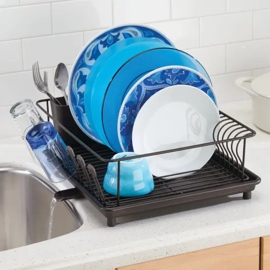 mDesign Large Kitchen Dish Drying Rack with Swivel Spout {2}