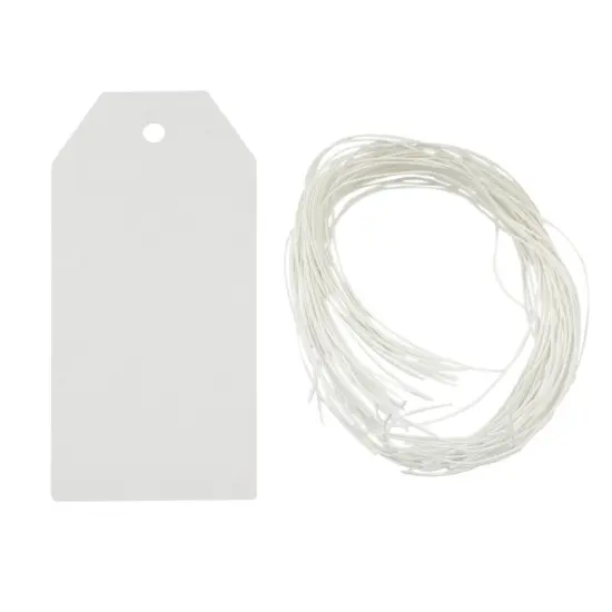 Wrapables 50 Gift Tags/Kraft Hang Tags with Free Cut Strings for Gifts, Crafts & Price Tags White Original Tag {1}