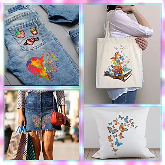 5 Pieces Butterfly Iron on Patches Heat Transfer Colorful Cute Stickers Washable DIY Iron on Transfer Decals for T-Shirt Jeans Backpacks Families Clothing Hat DIY Applique, 5 Styles {3}