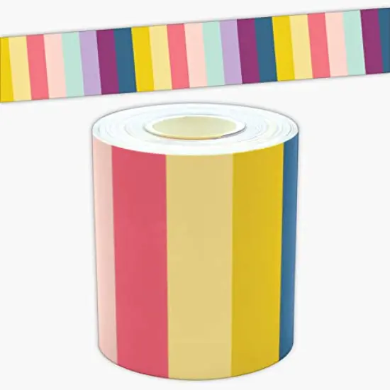 Oh Happy Day Stripes Straight Rolled Border Trim - 50 ft - Decorate Bulletin Boards, Walls, Desks, Windows, Doors, Lockers, Schools, Classrooms, Homeschool & Offices {1}