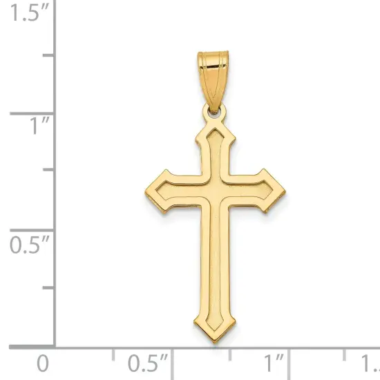 14K Yellow Gold Cross Pendant Charm Religious New 30mm Jewerly 30mm x 15mm {2}