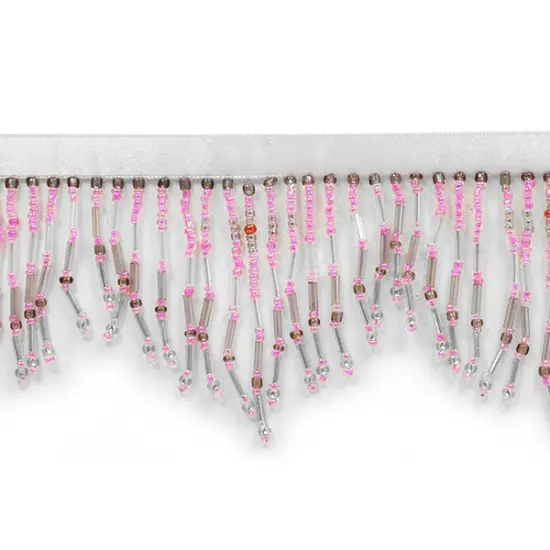 Bugle and Seed Bead Fringe Trim Pack of 1 Yard Lavender {1}