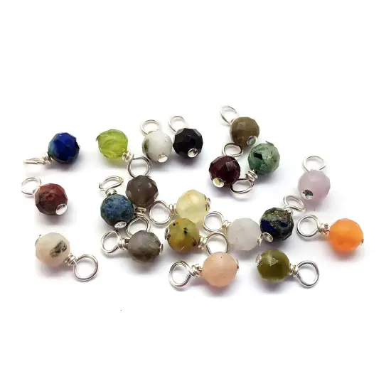 Mixed Gemstone Charms, 20 pieces, Tiny 4mm Faceted Stone Bead Dangles, Adorabilities {1}