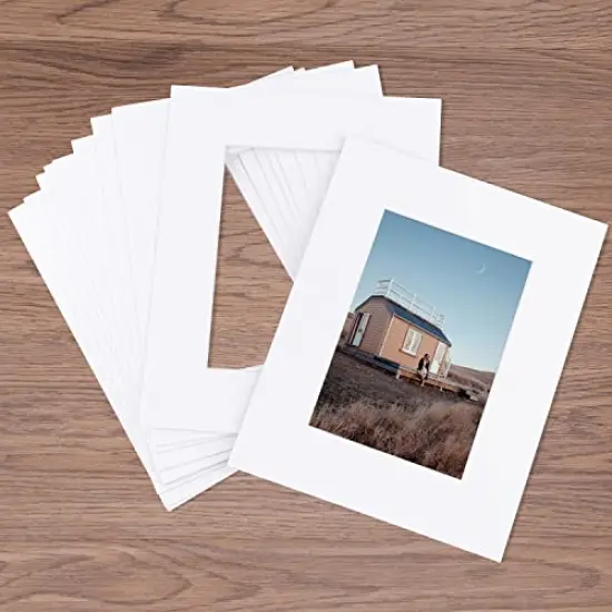 Pack of 25, Acid-Free White Pre-Cut 8x10 Picture Mat for 5x7 Photo with White Core Bevel Cut Frame Mattes {3}