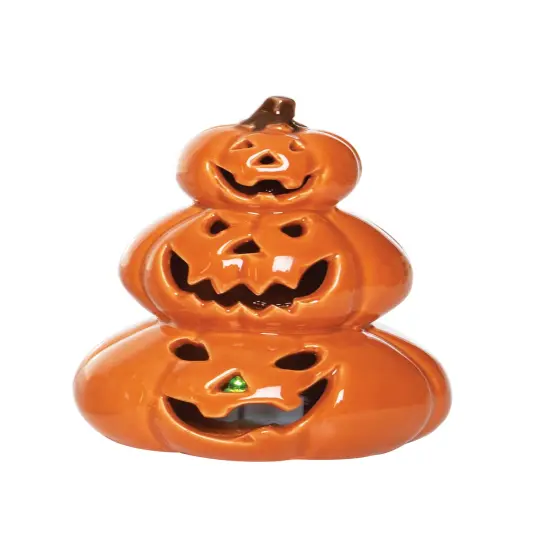 Triple Halloween Pumpkins Stack W/LED Figurine A/3 {5}
