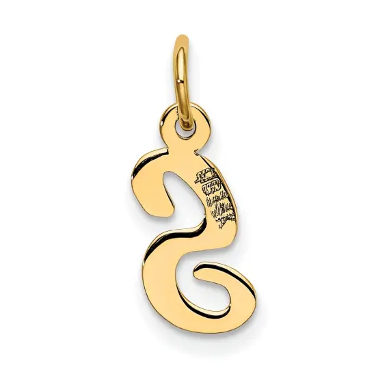 14K Yellow Gold Small Script Initial Letter S Charm Jewerly 17mm x 8mm {4}
