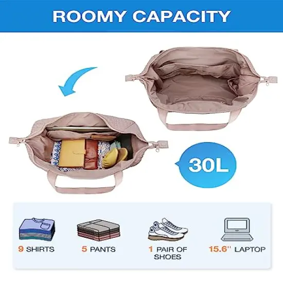 Weekender Bags for Women - Gym Bag with Yoga Mat, Travel Duffle Overnight Bag for Essentials, Large Hospital Bag for Labor and Delivery (Pink) {6}