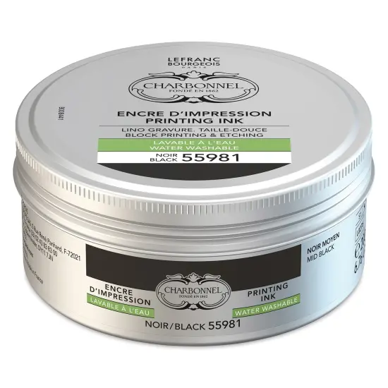 Charbonnel Water Washable Printing Ink - Black 55981, 200 ml {2}