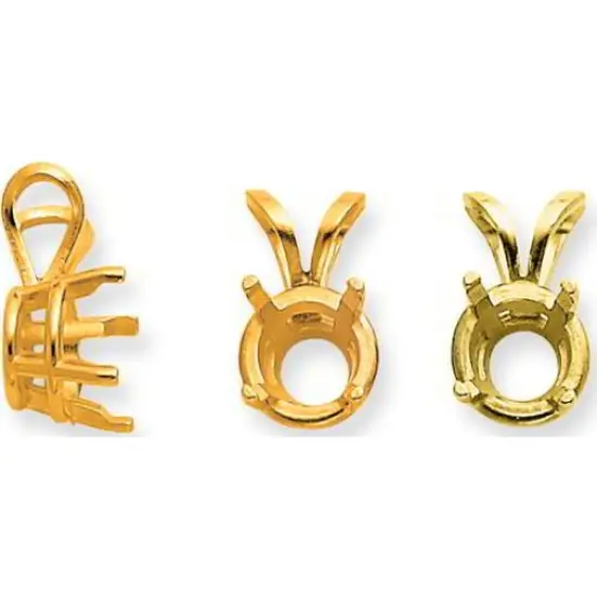 14K Gold 0.63ct 4 Prong Round Pendant Setting {1}