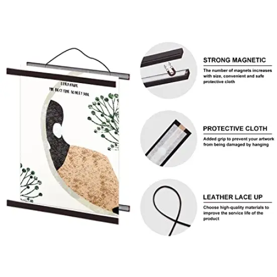 Benjia 8x10 8x12 8x18 Poster Frame, Magnetic Light Wood Wooden Frame Hanger for Photo Picutre Canvas Artwork Art Print Wall Hanging (1 Pack, 8", Walnut) {4}