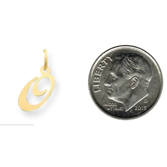 14K Yellow Gold Small Fancy Script Initial O Charm Jewerly 16mm x 13mm {2}