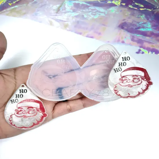 Santa Ho Ho Ho Dangle Earrings Silicone Mold(C6) {1}
