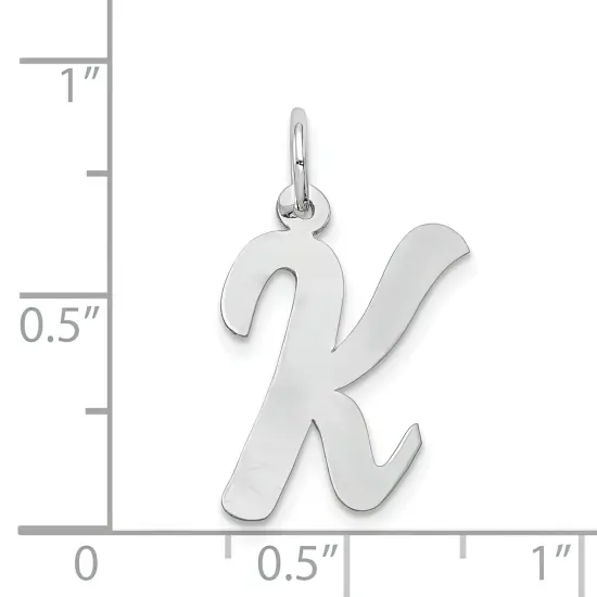 14K White Gold Large Script Initial Letter K Charm Jewerly 22mm x 12mm {4}