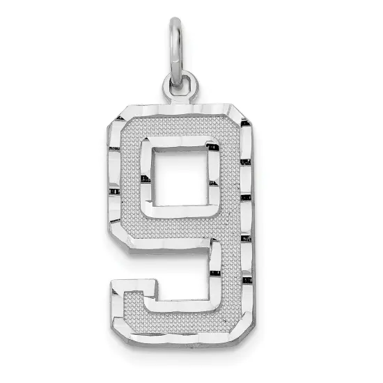 14K White Gold Large Number 9 Charm Pendant FindingKing Jewerly 25mm x 11mm {1}