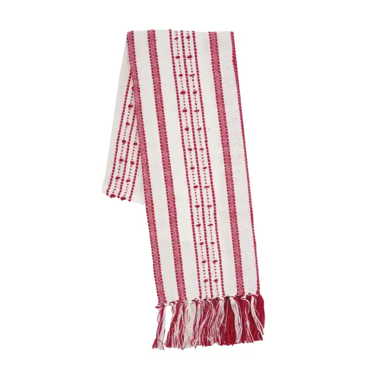 Oriana Ruby Tassel Christmas Embroidered Cotton Waffle Weave Dishtowel {1}