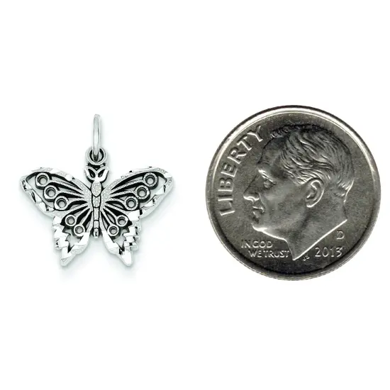 14K White Gold Butterfly Charm Pendant Insect Jewelry 18mm x 17mm {2}