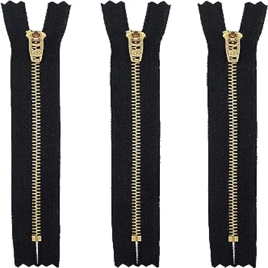 5" YKK Jeans/Pants Brass Zippers #4.5- Black (3 Zippers) ~100% MADE IN USA {1}