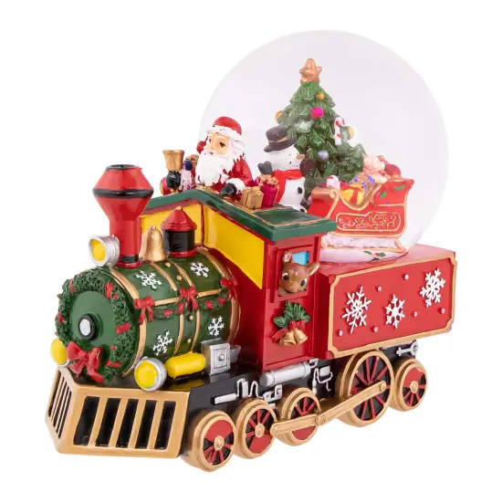 Northlight Santa Driving the Train Musical Christmas Snow Globe - 8.25" Red {1}