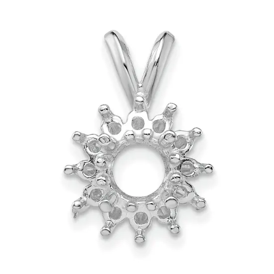 14K White Gold Round Cluster Pendant Setting 8mm {2}