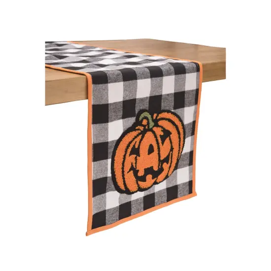 Jack-O-Lantern Check Halloween Pumpkin Table Runner 13" x 72" {3}