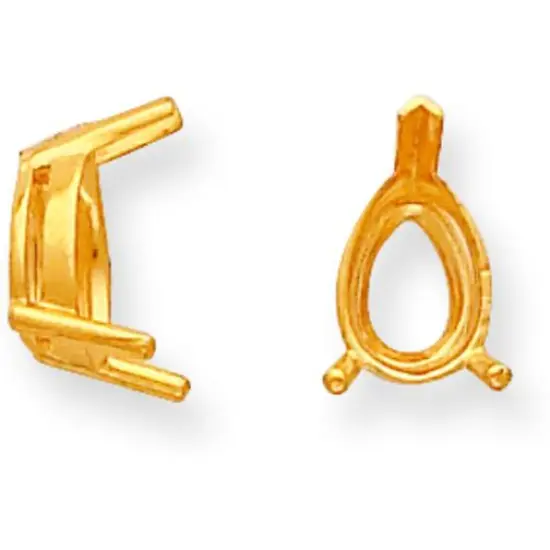 14K Gold 3 Prong Pear Airline V-End Setting 11x7mm {1}
