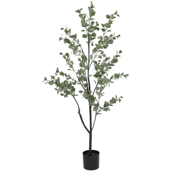 Northlight Real Touch&trade; Artificial Eucalyptus Tree in Black Pot 53" Green {1}