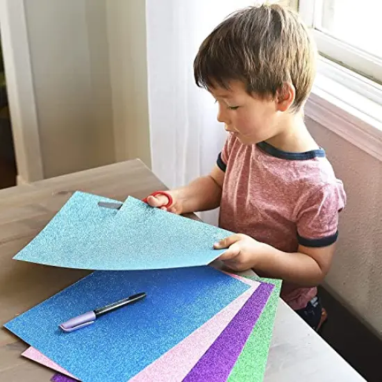 Heavyweight Glitter Cardstock Paper, 40 Sheets - 20 Colors - 110lb. 300 GSM -A4 Glitter Paper Cardstock for Cricut, Scrapbook, DIY Crafts, Decor, Gift Wraps, Booklet Covers, Custom Cards {2}