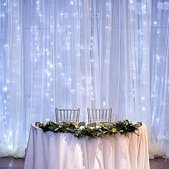 Curtain String Lights - 300 LED, 9.8ft x 9.8ft, 8 Lighting Modes, USB Powered, Waterproof Fairy Lights for Christmas, Parties, Weddings, and Indoor/Outdoor Wall Decorations (White) {5}