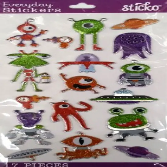 Sticko Alien Character Dimensional Glitter Stickers {1}