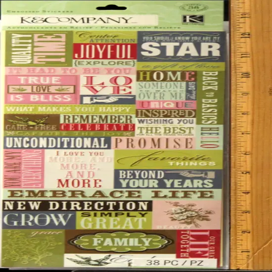 K & Company Family Words Embossed Stickers {1}