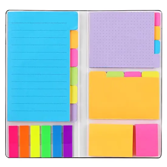 Sticky Notes Set, Hommie Colored Divider Self-Stick Notes Pads Bundle, Prioritize with Color Coding, 60 Ruled (3.7x6), 40 Dotted (3.7x3), 40 Blank (3x3.7), 60 Per Rectangular, 25 Per PET Color {1}