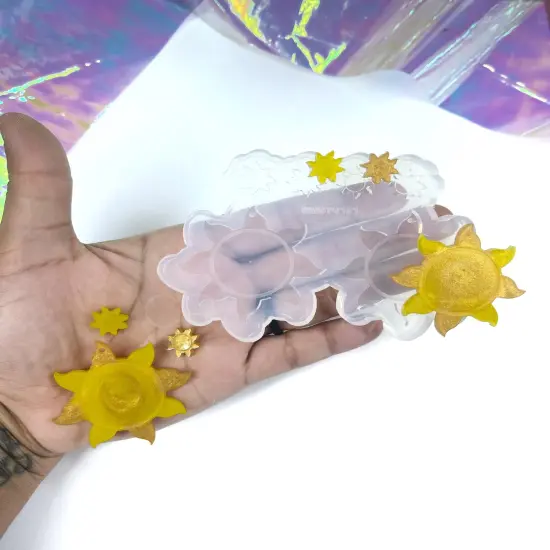 Sun Dangle Earrings Silicone Mold with 2 pairs of studs Earrings (C7) {6}