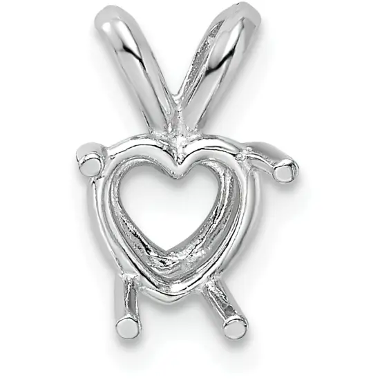 14K White Gold 4 Prong Heart Pendant Setting 8mm {1}