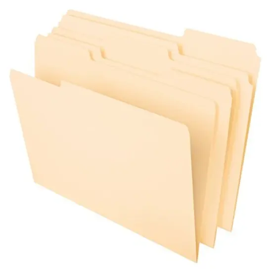 Pendaflex File Folders, Letter Size, 8-1/2" x 11", Classic Manila, 1/3-Cut Tabs in Left, Right, Center Positions, 100 Per Box (65213) {1}