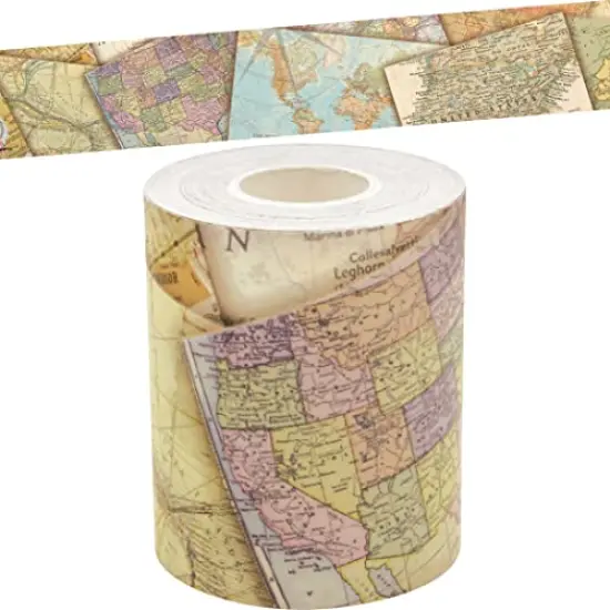 Travel The Map Straight Rolled Border Trim - 50ft - Decorate Bulletin Boards, Walls, Desks, Windows, Doors, Lockers, Schools, Classrooms, Homeschool & Offices {1}