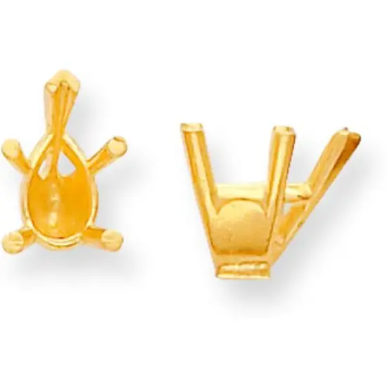 14K Gold 5 Prong Pear Tapered V-End Setting 4.5x3mm {1}