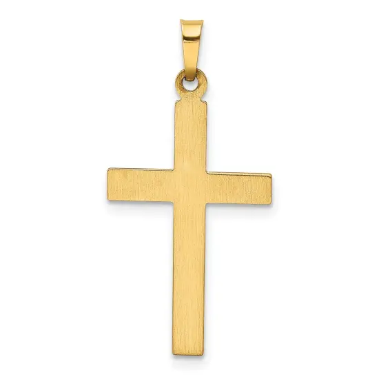 14K Yellow Gold Hollow Cross Pendant Charm Jewelry 30mm x 15mm {3}