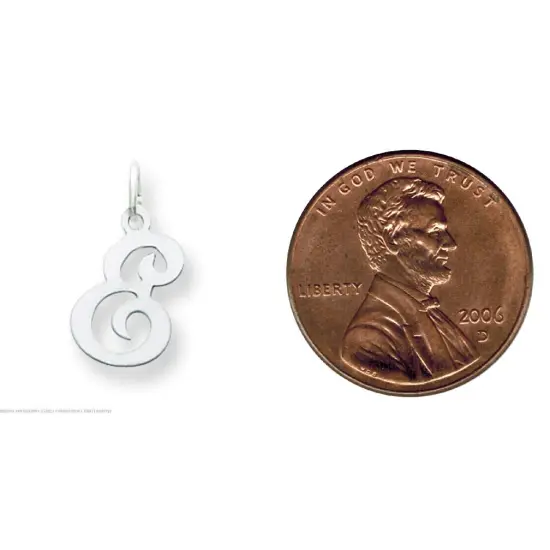 14K White Gold Polished Fancy Initial Letter E Charm Jewerly 20mm x 11mm {2}