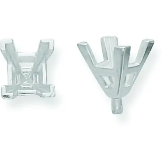 14K WG 4 Prong Emerald Cut Peg V-End Setting 7mm {1}