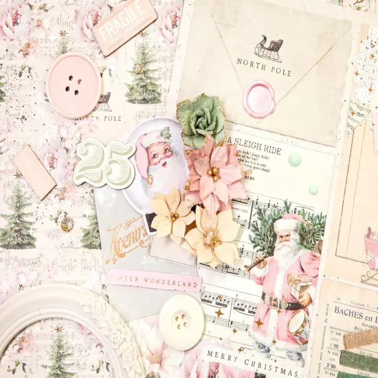 Christmas Market Collection - North Pole Magic - 12"x12" w/ foil details / paper Scrapbook Supplies Material For Craft Notebooksdecoupage Album Journals Planners Art Journaling Bullet {5}