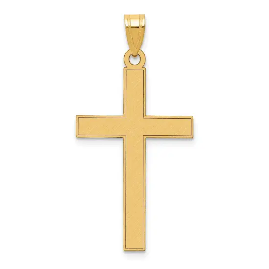 14K Yellow Gold Cross Pendant Charm Religious Jewelry 36 X 18mm {1}