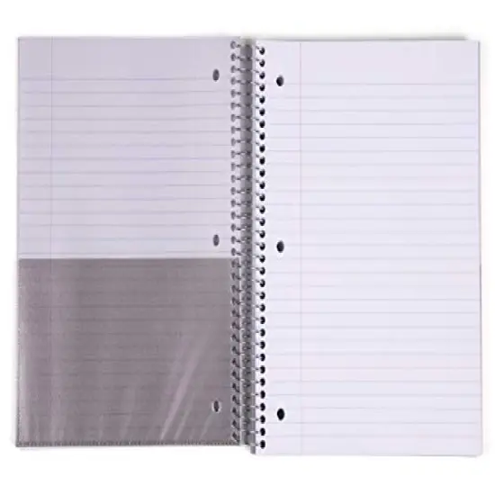 Office Durable Spiral Notebooks, 5 Subject, (Sage Green, Wide Ruled 1pk), 200 Sheets, 5 Poly Pockets, Moisture Resistant Cover, School, Office, Business, Professional {6}