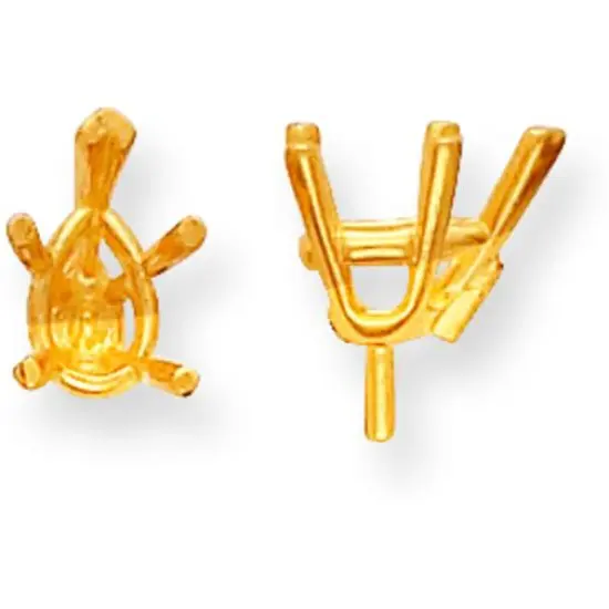 14K Gold 5 Prong Pear Peg V-End Setting 4.5x3mm {1}