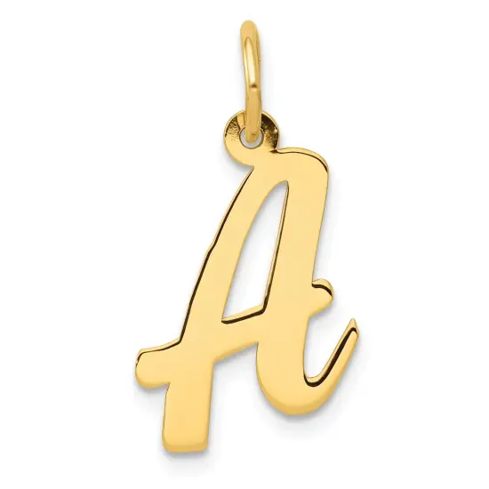 14K Yellow Gold Medium Script Initial Letter A Charm Jewerly 19mm x 11mm {1}