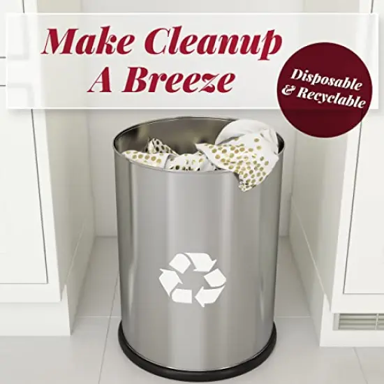 White/Gold Tablecloths, 4pk, 54"x108" - Gold Dot Disposable Tablecloths - Plastic Table Cloth Disposable - White Tablecloths - BBQ, Party, Fine Dining, Wedding, Communion, Baptism Decorations {5}