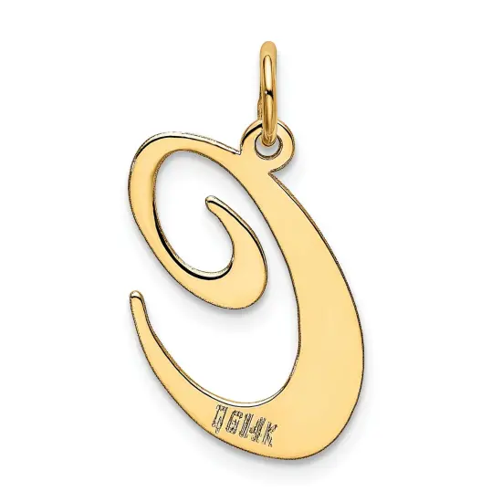 14K Yellow Gold Large Fancy Script Initial C Charm Jewerly 22mm x 17mm {4}