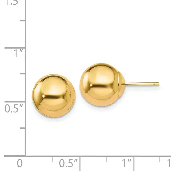 14K Yellow Gold Ball Stud Earrings Jewelry 10mm 10mm x 10mm {2}